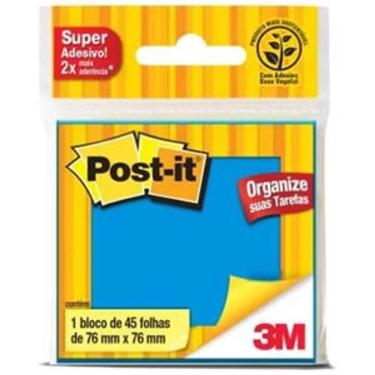 Imagem de Bloco Adesivo Post-it Azul c/ 45 Folhas 76 x 76 mm - 3M