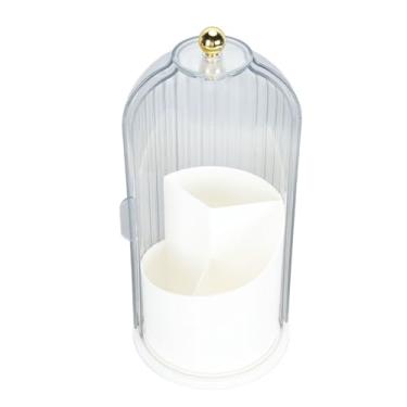 Imagem de Miriam Song Organizador de pincéis de maquiagem giratório de 360 graus à prova de poeira transparente, ideal para penteadeira, mesa, bancada de banheiro, inclui suportes de escova de dentes (base