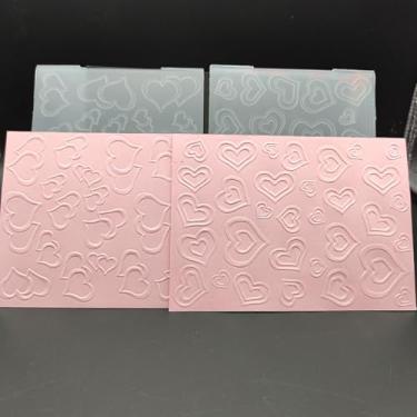 Imagem de Pacote com 2 pastas de plástico em relevo tamanho A6 - corações de amor - artesanato em papel impressões texturizadas de plástico para fazer cartões, scrapbooking
