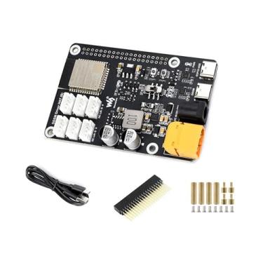 Imagem de DDSM400 Hub Motor Driver Board Direct Drive Servo Motor, ESP32 e circuito de controle, controlando motores de cubo DDSM400 6-CH ao mesmo tempo via, compatível com RPi 5/4B