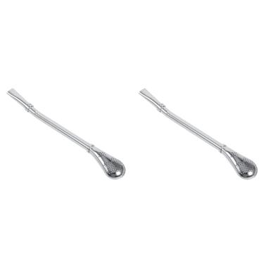 Imagem de 2 Pçs Colher de Palha Potável Filtrada Prata Confiável Cozinha Inoxidável Casa Jardinagem Utensílios de Mesa, Aço Yerba Mate chá Cabaça Bombilla