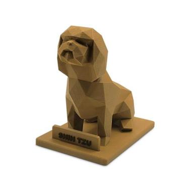 Imagem de Escultura Decorativa Cachorro Shih Tzu - 3D Think BR, Caramelo