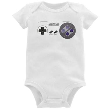 Imagem de Body Bebê Super Nintendo SNES Gamepad - Foca na Moda, Branco, G