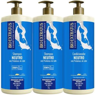 Imagem de Kit 2 Shampoo 1 Condicionador NEUTRO 1L Bio Extratus - BIOEXTRATUS