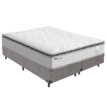 Imagem de Cama Box Queen Cinza + Colchão Amsterdã Molas Ensacadas Probel