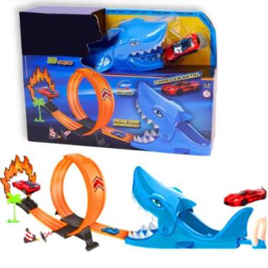 Imagem de Pista Para Carrinhos Hot Wheels Tubarão + Carrinho completo - Parking 