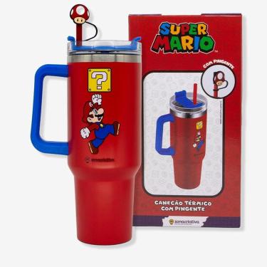 Imagem de Copo Térmico Canecão Tumbler C/Pingente 1,15Lt Super Mario