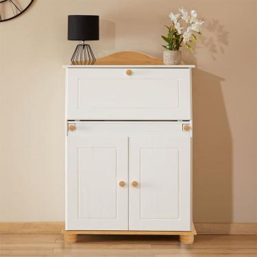 Imagem de Escrivaninha Mesa Madeira Secretária Escritório 2 Portas Branco Madeirado David