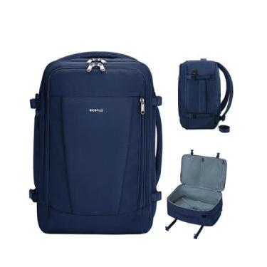 Imagem de Mochila de viagem ECOHUB 17" com porta USB e capa de bagagem azul