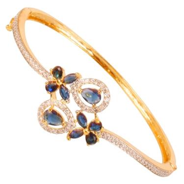 Imagem de Touchstone Joias indianas de Bollywood Impressions Atraente Escolha Princesa Zircônia Cúbica CZs Designer Joias Articuladas Pulseira em Tom Dourado ou Branco para Mulheres., Sem pedras preciosas