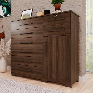 Imagem de Cômoda para Quarto 1 Portas 8 Gavetas Ônix Expresso Móveis Imbuia