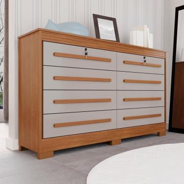 Imagem de Cômoda para Quarto 8 Gavetas Diamante Espresso Móveis Cinamomo / Off White