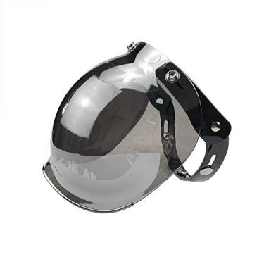 Imagem de WANCAR Viseira de bolha universal com 3 botões de pressão padrão para motocicleta para meio capacete aberto (espelhado)