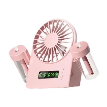 Imagem de XLWLLNJ Ventilador de névoa baixo ruído fácil de limpar o ventilador de desktop fã pessoal de resfriamento de ar para o escritório em casa, camping de, Rosa