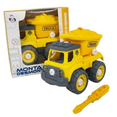 Imagem de Caminhão Monta e Desmonta Com Chave, Carrinho de Construção Civil, Brinquedo Infantil Educativo Com Ferramenta (Caçamba)