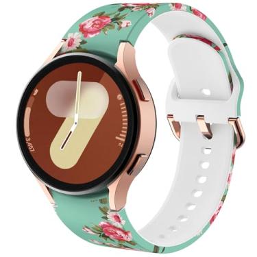 Imagem de DEALELE Pulseiras de silicone compatíveis com Samsung Galaxy Watch 7/6 / 5/4 de 40 mm e 44 mm / FE/6 Classic/5 Pro/4 Classic, pulseira de silicone estampada sem lacunas de 20 mm para mulheres e homens