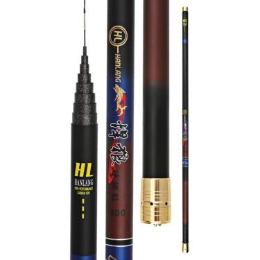 Imagem de Vara de pesca de 8-15m - Vara de isca chinesa - Peixe grande - Vara telescópica de carpa de carbono Super leve e super dura, 8m