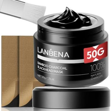 Imagem de LANBENA Máscara Removedora De Cravos De Carvão De Bambu 3.0, 50G/1,76 Oz, Mais De 120 Tiras Para Poros Nasais, Máscara Facial Removível, Limpador De Cravos, Purificador De Nariz De Morango, Com Argi