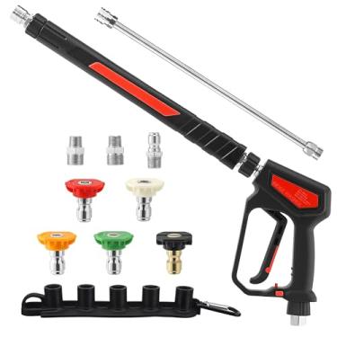 Imagem de RIDGE WASHER Pistola Lavadora de Pressão 5000 Psi, 12 Gpm, Pistola Lavadora Elétrica com Varinha de Extensão de Aço Inoxidável, Macho M22 14 Removível para Conexão Rápida de 1/4", Giro de 360° Rosca N