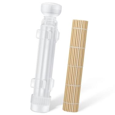 Imagem de AISHN Rolo de sushi de 30 cm para fazer sushi, bazuca, ferramenta de cozinheiro, rolo de arroz, durável, molde para cozinhar sushi, branco translúcido