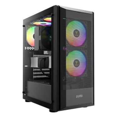 Imagem de Gabinete Gamer Gamdias Aura GC6 - Lateral em Vidro Temperado - USB 3.0 - 3 Coolers Inclusos - Preto