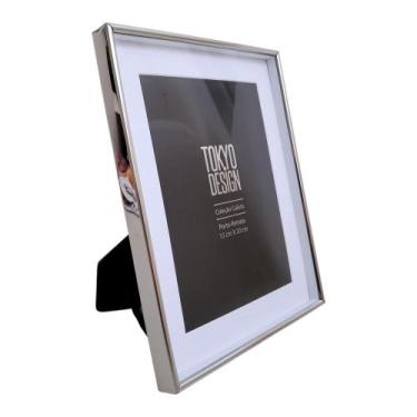 Imagem de Porta Retrato Prata 15x20 Paspatur Metal Aço Inox Calisto - Multiart