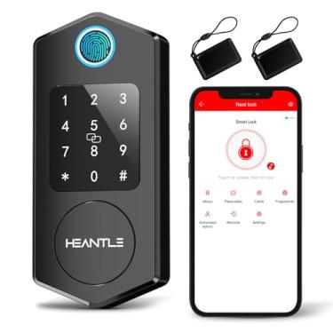 Imagem de Fechadura de porta de entrada sem chave, fechadura inteligente com impressão digital HEANTLE com teclado sensível ao toque para porta da frente, fechadura eletrônica Bluetooth com controle de