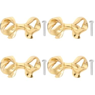 Imagem de Abaodam 4 peças com alça de laço, estante, puxador de gaveta, ferragens, retrôs, puxadores de gaveta, móveis, ferragens, gavetas, puxadores de porta, latão, cozinha, armário, bar, armário