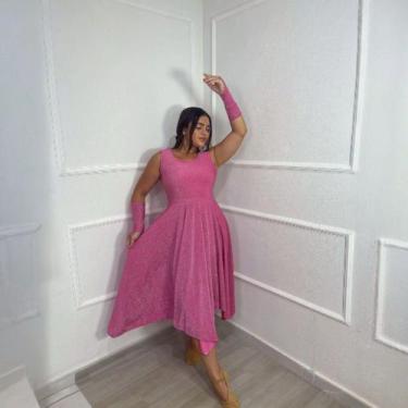 Imagem de Vestido de Dança Coreografia Plus Size Lurex Moda Evangélica Feminina 