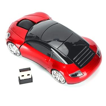 Imagem de Mouse sem fio de 2,4 G, mouse inteligente em forma de carro, mouse sem fio portátil para laptop, com receptor USB, posicionamento ótico, economia de energia inteligente, para computadores notebooks, desktops, jogos, escritório (vermelho)
