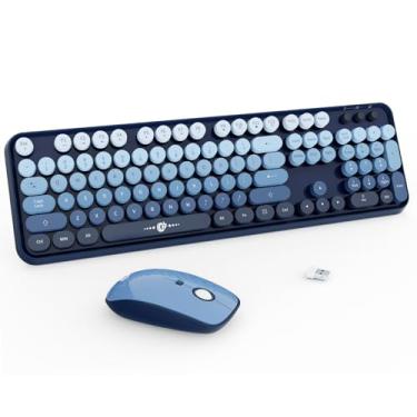 Imagem de LETTON Teclado e mouse coloridos preto e azul
