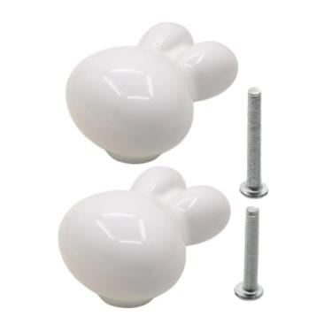 Imagem de WeiLaiKeQi Mini estátua de, puxador de gaveta, escultura animal, maçaneta de cerâmica para armário, cômoda, decoração de armário de berçário, Branco