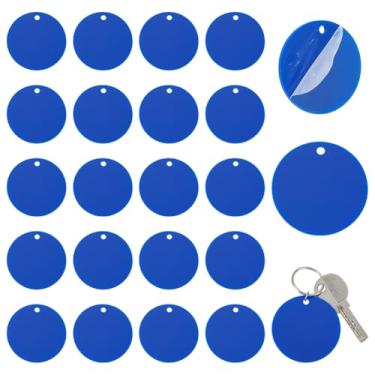 Imagem de PH PandaHall 50 peças de círculos de acrílico em branco chaveiro azul de 4,9 cm com orifício 2 mm de espessura, ornamento redondo plano, etiquetas de acrílico em branco, ornamentos de disco de