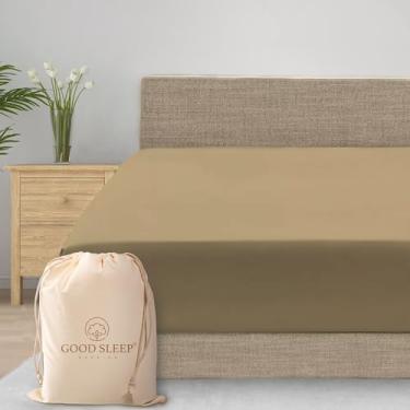 Imagem de Good Sleep Bedding Lençóis Queen Size de algodão egípcio – 1000 fios, bolso profundo de 40,6 cm, macio e respirável, estilo hotel de luxo, lençol com elástico Queen – Cinzento-acastanhado