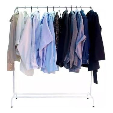 Imagem de Arara Cabideiro De Pendurar Roupa Roupas Com Sapateira De Chão, Ideal Para Quarto, Loja, Closet, Cor Branco ou Preto