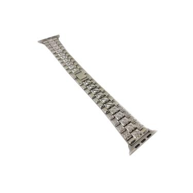 Imagem de Pulseira Smartwatch Luxo Pedra Strass Smartband Aço 3 Elos
