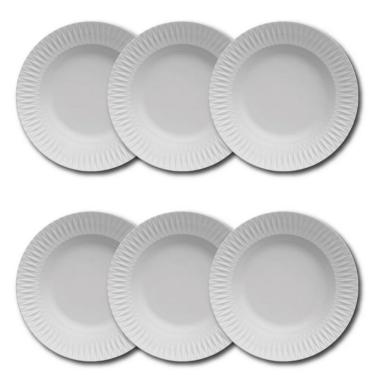 Imagem de Conjunto De Pratos Fundos Germer Diamante Em Porcelana 6 Peças Branco