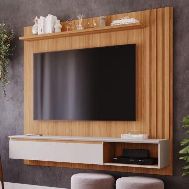Imagem de Painel Para Tv Até 60'' 100%Mdf C/ 1 Porta E Nicho Panama Plus Permobili Nature/Off White Nature