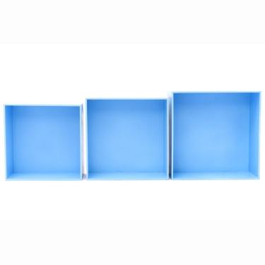 Imagem de Kit Trio De Nicho Médio Decorativo Quarto/sala 100% Mdf Azul Claro