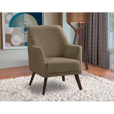 Imagem de Poltrona Decorativa Sala De Jantar Magali Lisa Veludo Bege Capuccino Lansofbr