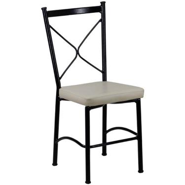 Imagem de Cadeira Buffet Em Alumínio Para Cozinha, Restaurante, área Preto Com Bege