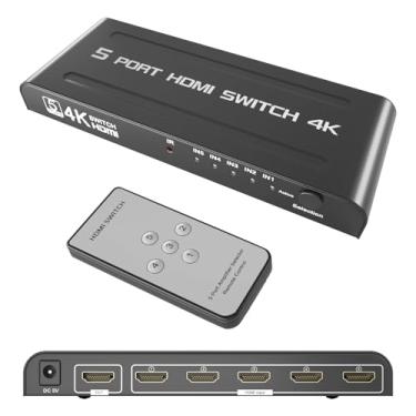 Imagem de KAGO Comutador Hdmi 5 Em 1 Saída 4K A 60 Hz, Caixa Seletora De Portas Com Controle Remoto, Divisor Metal 2.0 Suporte Para Hdr, Hdcp2.2 3D, Ps4/5, Xbox, Pc, Laptop E Tv