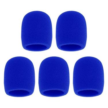 Imagem de OriGlam 5 capas de microfone de espuma grossa para microfone de mão, para-brisas, capa de microfone lavável com filtro pop para desempenho KTV (azul)