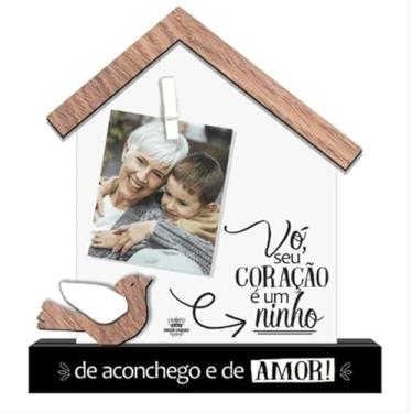 Imagem de ENFEITE DE MESA COM APLIQUE E PORTA RECADO VÓ SEU CORAÇĂO...MEMÓRIA 22X20X4,5