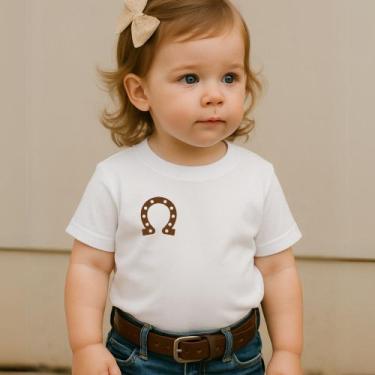 Imagem de Camiseta Infantil Blusa Feminina Country Estampa Ferradura Modinha Men