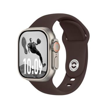 Imagem de Pulseira esportiva de silicone marrom café SB PRO para Apple Watch Ultra 2 de 40 mm, 44 mm, 46 mm, 42 mm, 45 mm, 41 mm, 38 mm, 49 mm, séries 10, 9, 8, 7, 6, 5, 4, 3