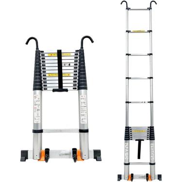 Imagem de Escada Telescópica De Alumínio - Escada Telescópica Dobrável Extensível Multiuso, Black, 1.5m/5ft