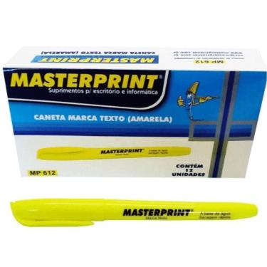Imagem de Caixa Caneta Marca Texto Masterprint - 12 Unidades Amarelo