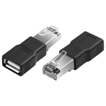 Imagem de GINTOOYUN Adaptador Usb Para Ethernet Rj45, 2 Peças, Preto, 2.0 Fêmea, 8P4C Macho, Conversão Câmera, Modem Adsl, Roteador, Laptops, Computadores De Mesa, Etc.