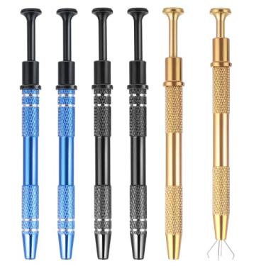 Imagem de Qianyu Pacote com 6, 4 pontas, ferramenta de coleta de joalheiro, aço inoxidável, chip Ic, palheta, piercing de bola, conjunto de porta-ferramentas, peças pequenas, pegador de pérolas para objetos